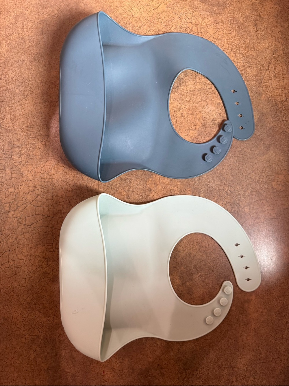 Silicone Baby Bibs - Slate Blue & Pale Green